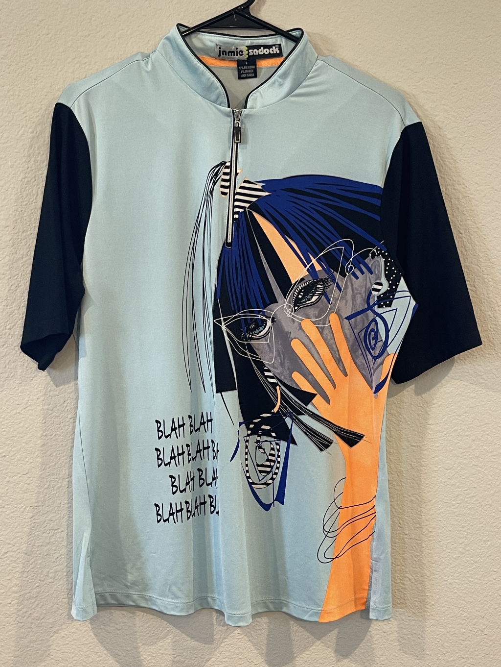 Jamie Sadock Short Sleeve Unique Abstract Graphic Performance Golf Polo Shirt Lg